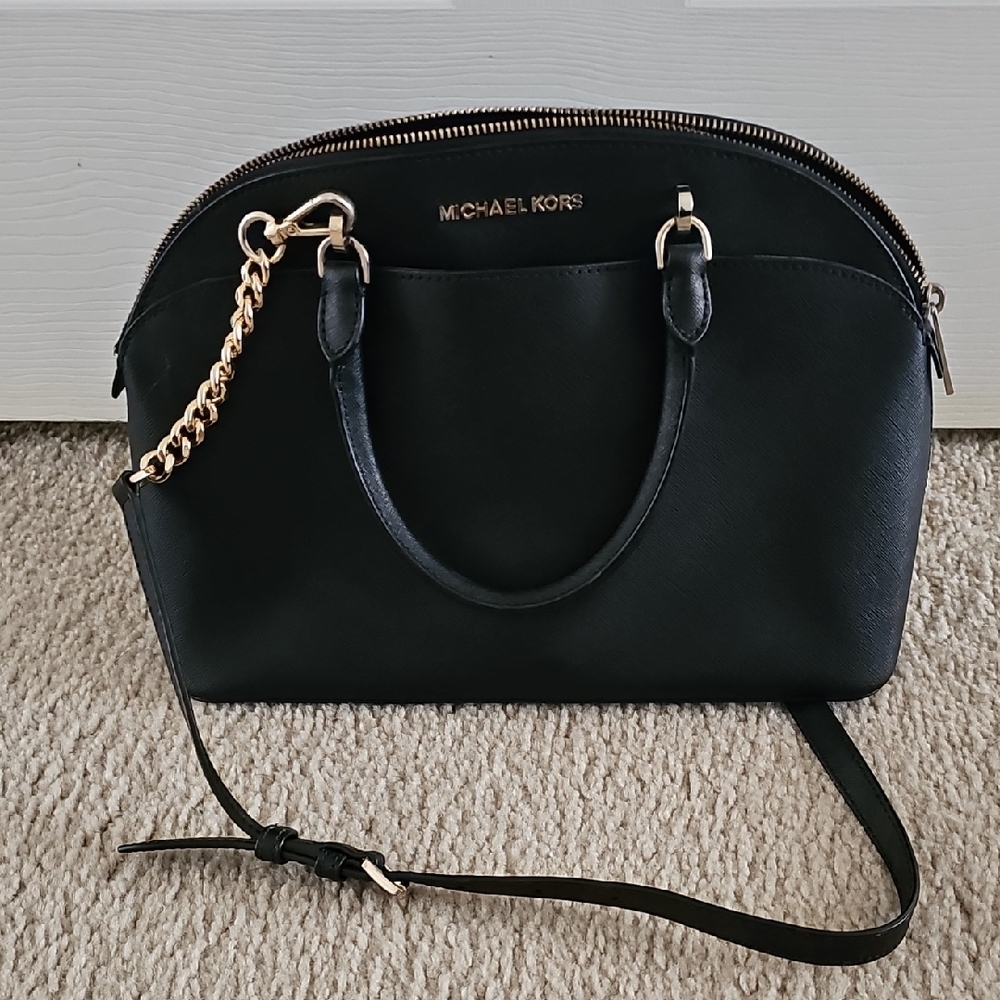Michael Kors Black Crossbody Bag with Gold Accents